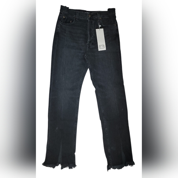 EB Denim Denim - NWT EB Denim Straight Leg Split Hem Black Wash Jeans Size 27
